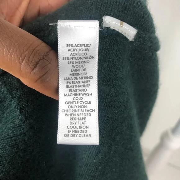 LOFT Green Cold Shoulder Bell Sleeve Sweater - Picture 8 of 8